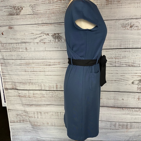 THEORY Blue Saloma Belted Knit Sheath Dress Medium - Picture 3 of 8